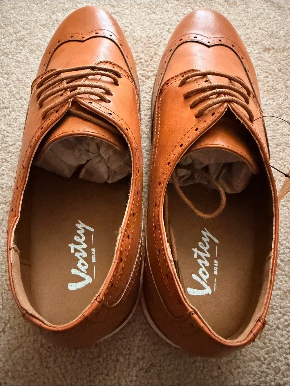 NWT Men’s Vostey Milan Oxford Dress Shoes Size 12 - Cognac